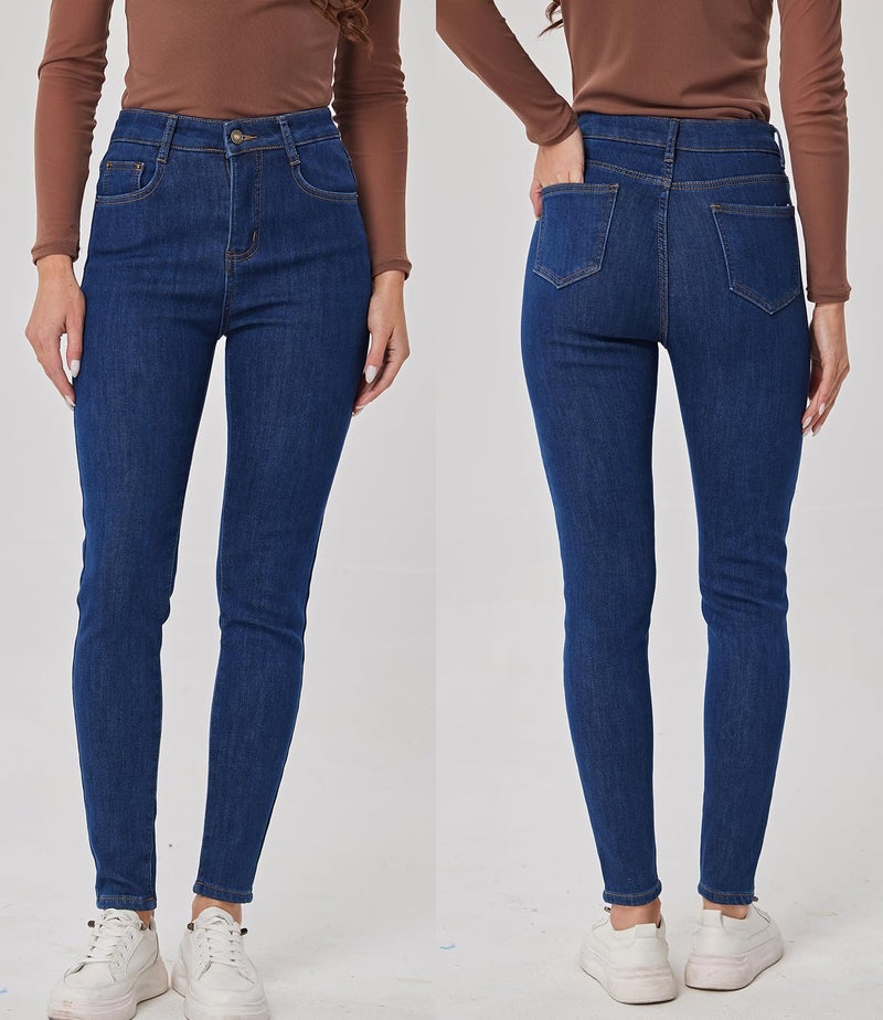 heipeiwa Womens Winter Jeans Fleece Lined Jeans Thermal Thick Skinny Denim Pants Slim Stretch Warm Jeggings - Image 4